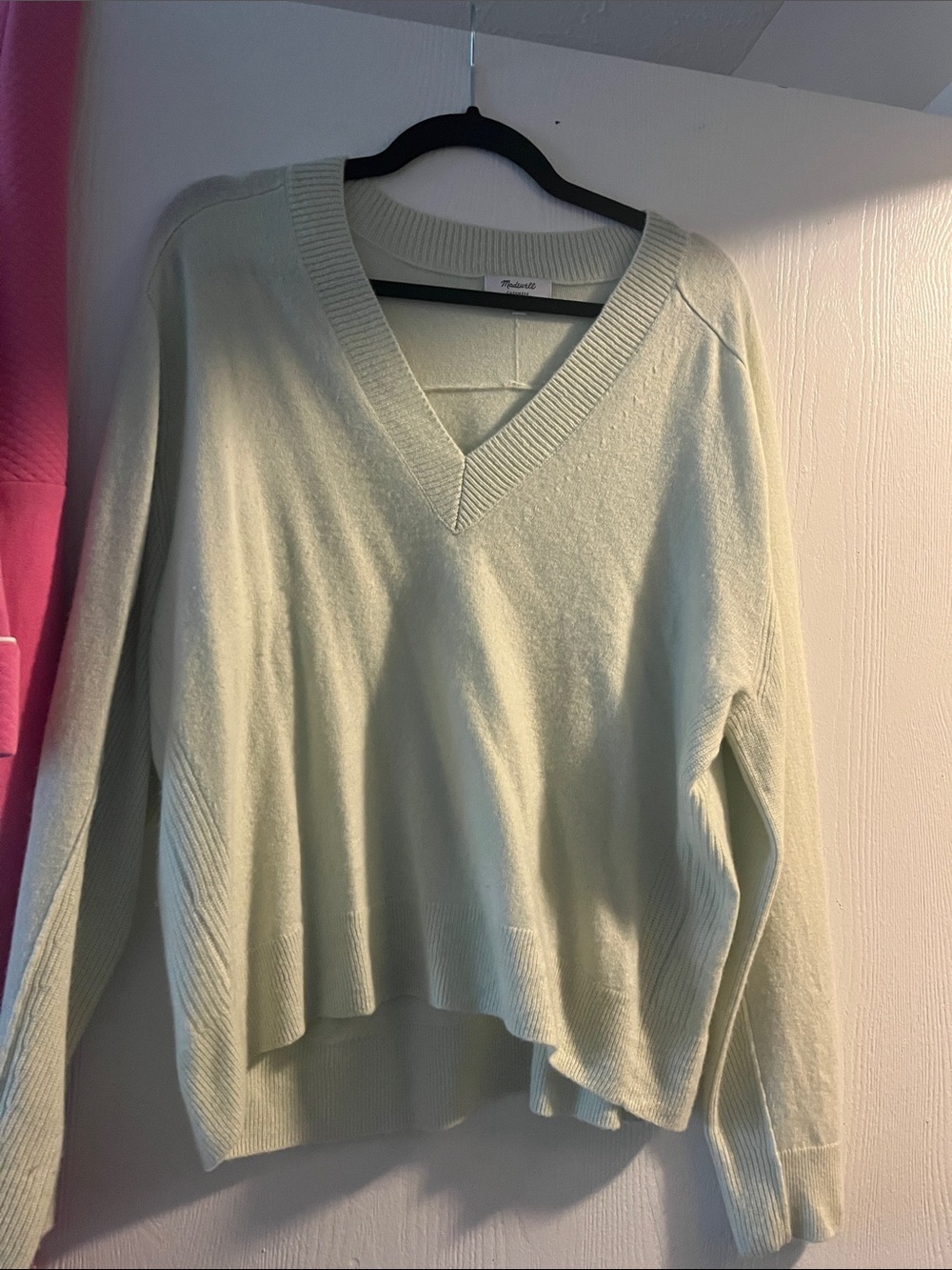 Madewell cashmere v neck in mint green